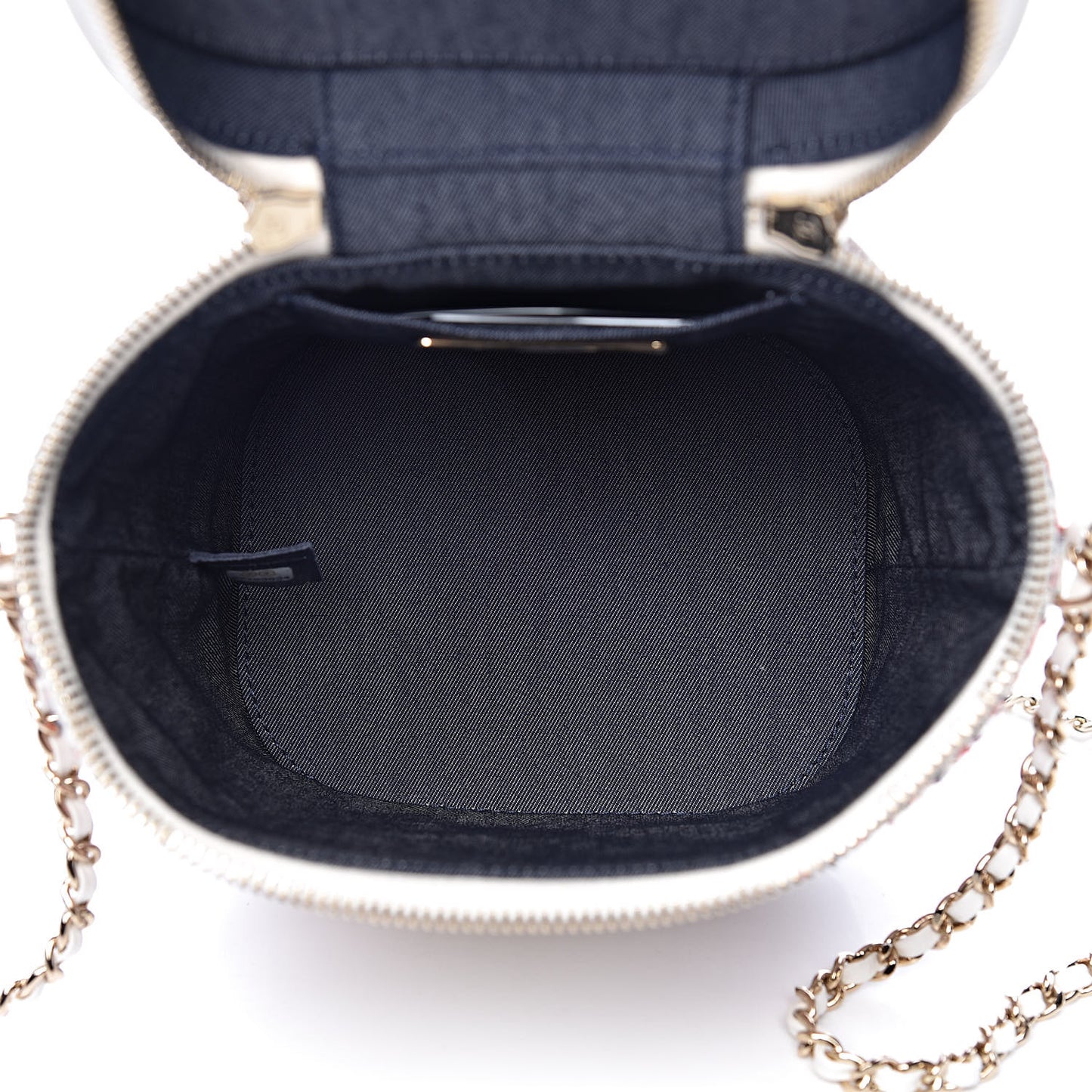 Tweed Lambskin Timeless Vanity Cosmetic Case White