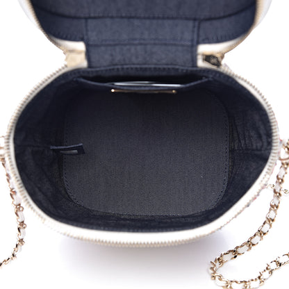 Chanel Tweed Lambskin Timeless Vanity Cosmetic Case White 5 of 10