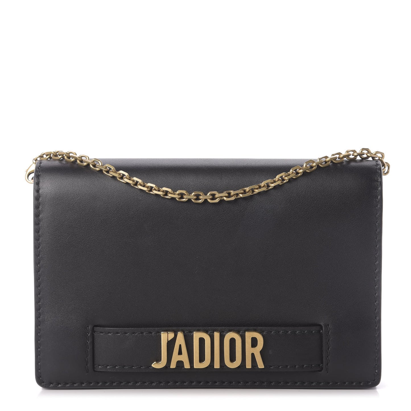 Calfskin J'Adior Wallet on Chain Pouch Black