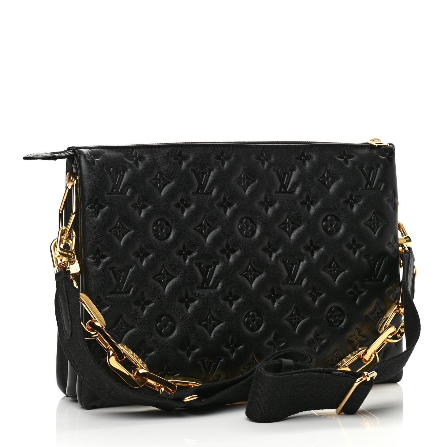 Lambskin Embossed Monogram Coussin MM Black