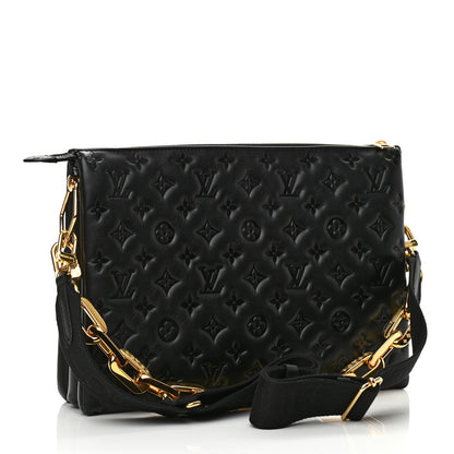 Louis Vuitton Lambskin Embossed Monogram Coussin MM Black 3 of 9
