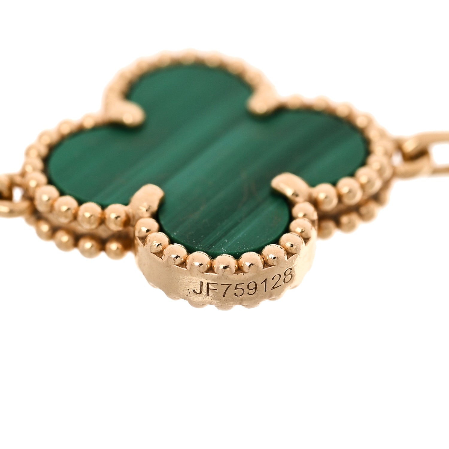 Van Cleef & Arpels 18K Yellow Gold Malachite 5 Motifs Vintage Alhambra Bracelet 4 of 4