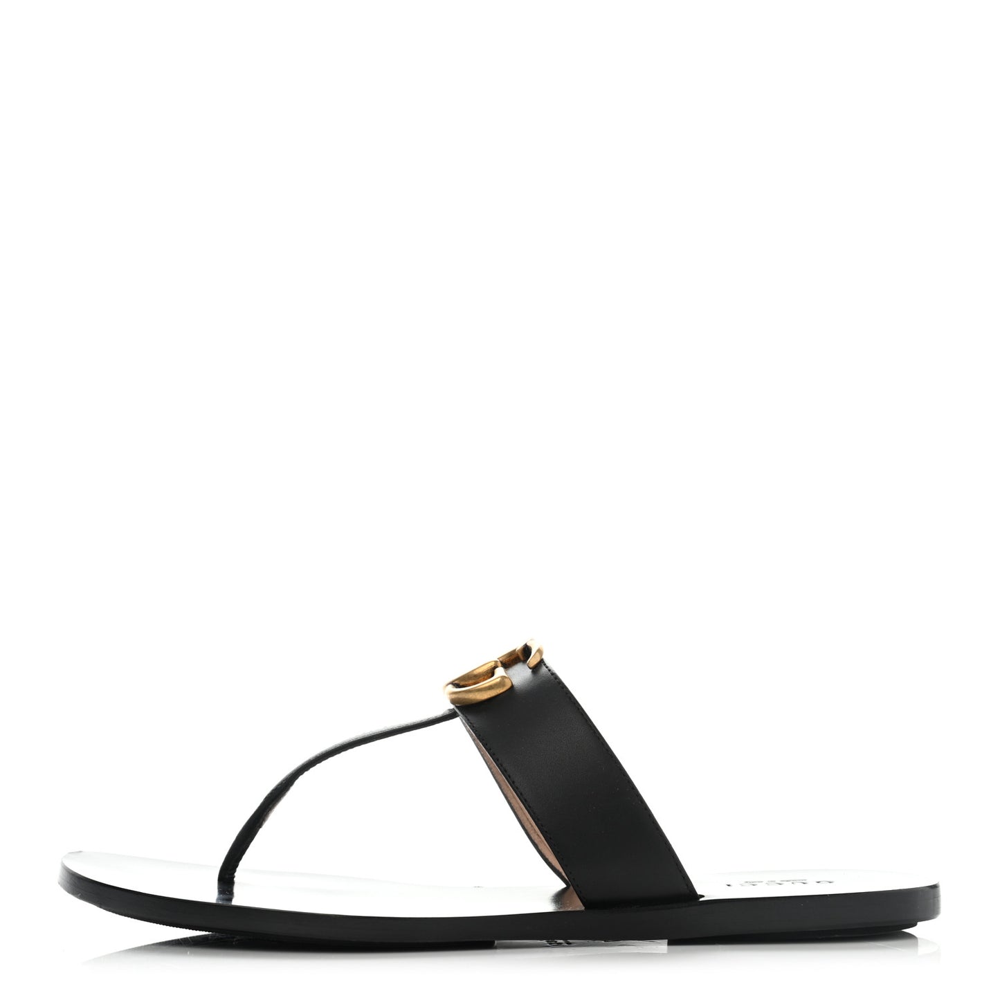 Calfskin GG Marmont Thong Sandals 37 Black