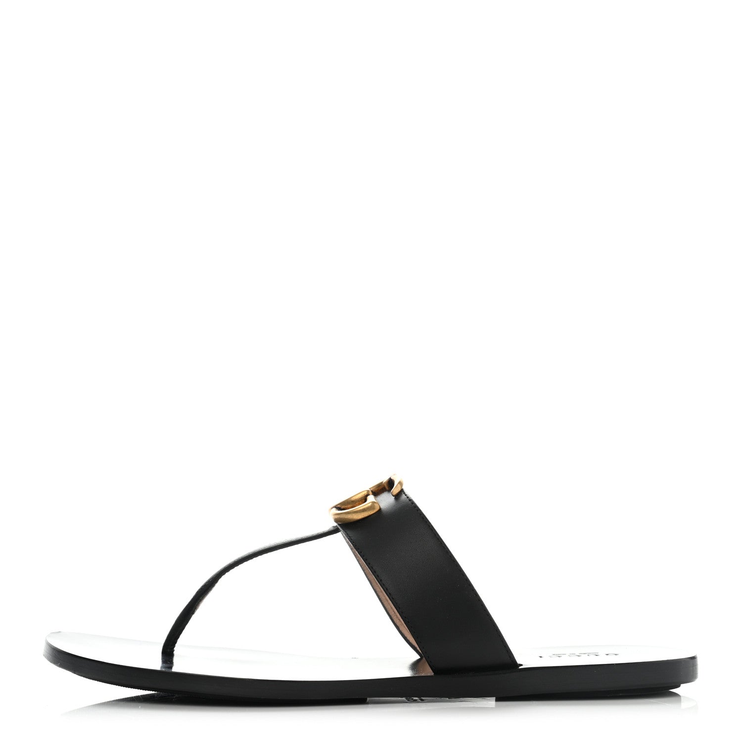 Gucci Calfskin GG Marmont Thong Sandals 37 Black 1 of 11