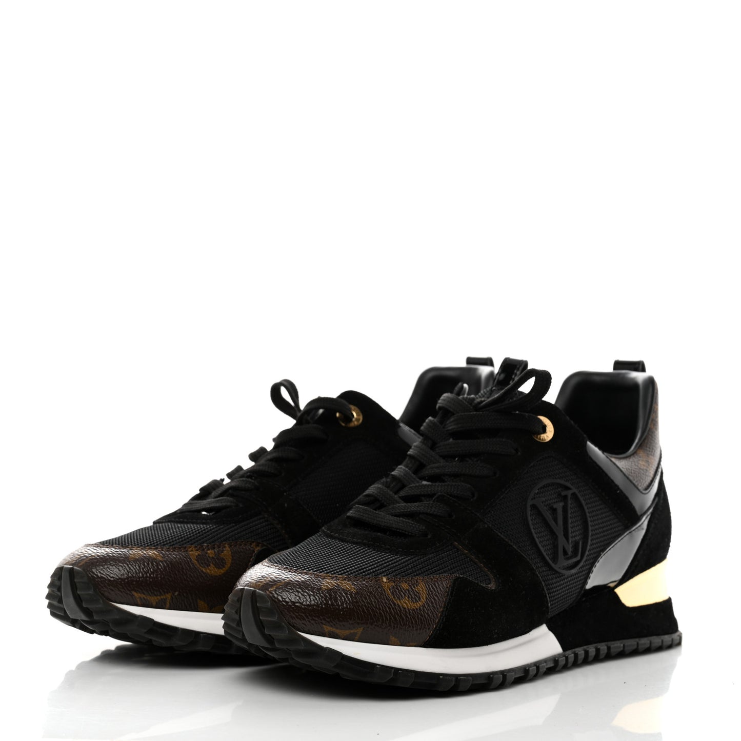 Suede Monogram Run Away Sneakers 41 Black