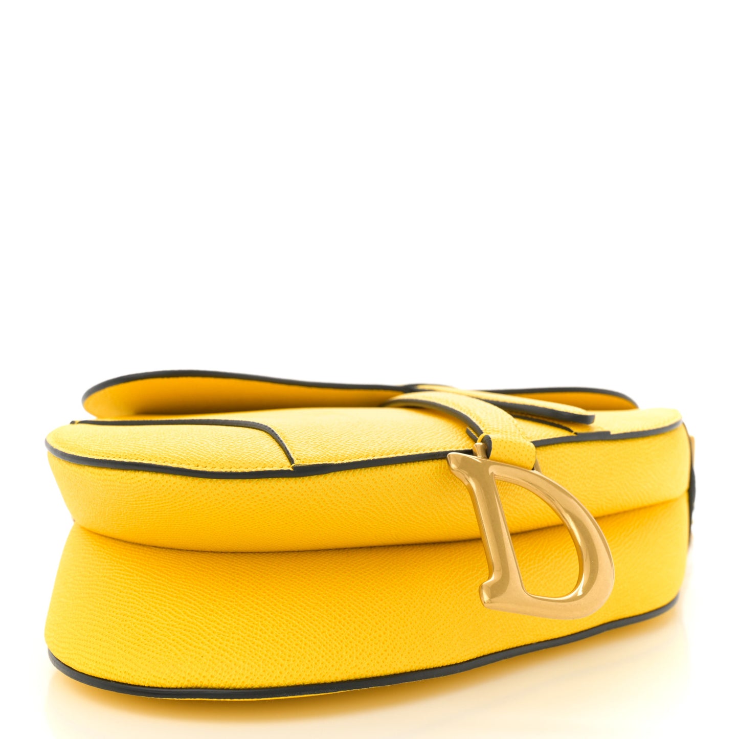 Grained Calfskin Saddle Bag With Strap Yellow