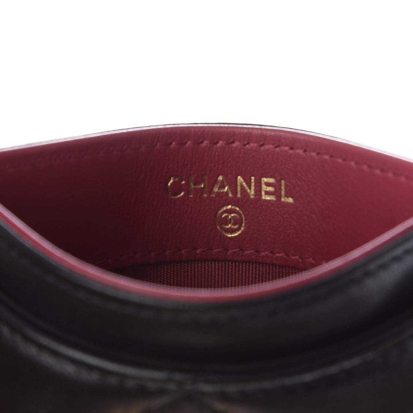 Shiny Goatskin Quilted Chanel 19 Card Holder Black