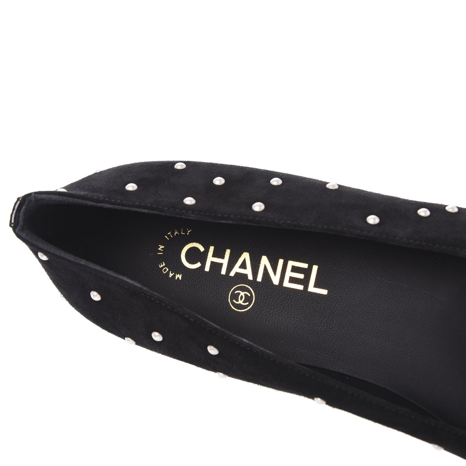 Chanel Suede Pearl Patent CC Cap Toe Ballerina Flats 40 Black 7 of 9