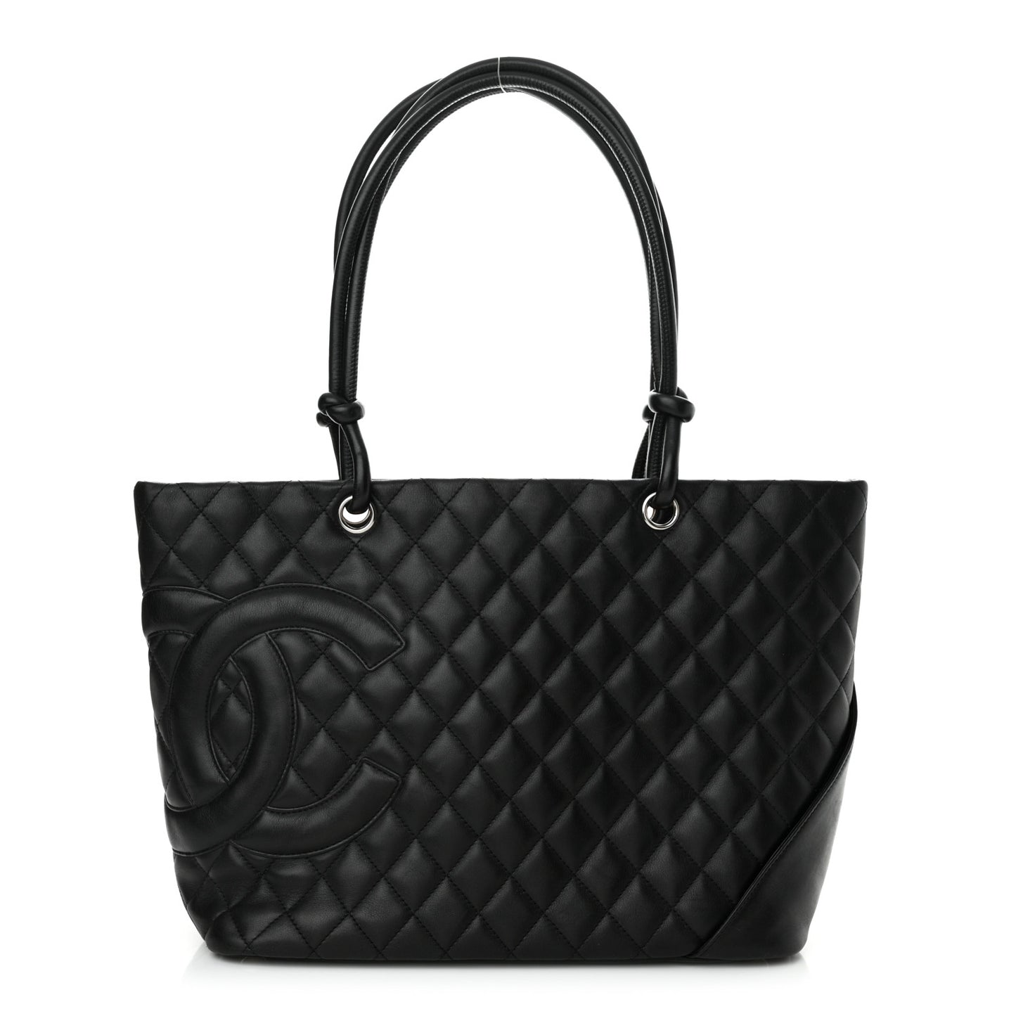 Calfskin Quilted Large Cambon Tote Black