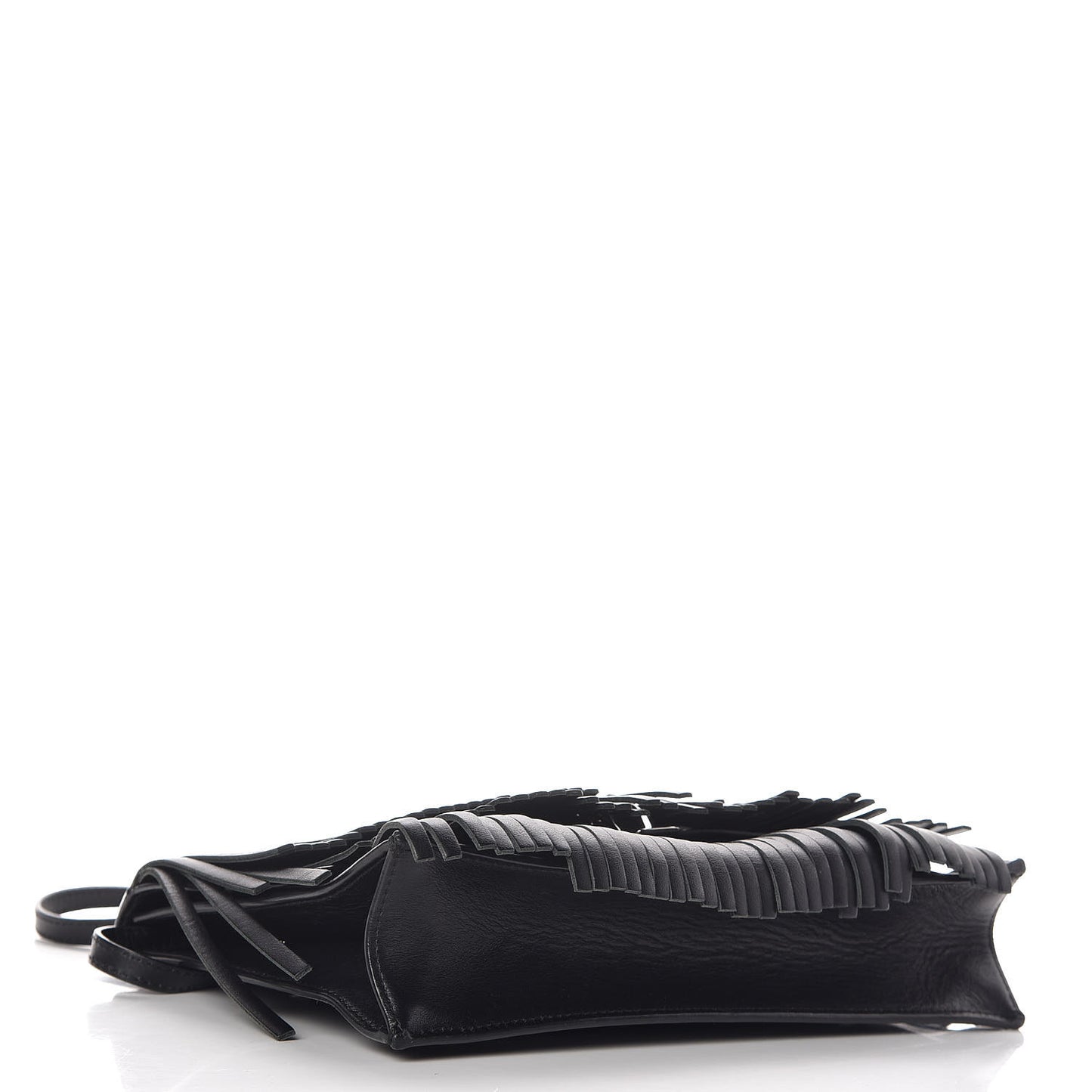 Calfskin Small Fringe Lunch Bag Black