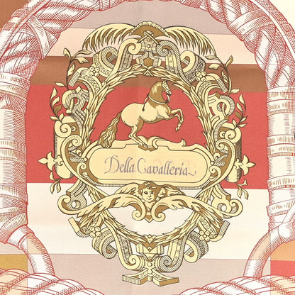 Hermes Silk Double Face Della Cavalleria Fine Scarf 90 White Rose Orange 2 of 6