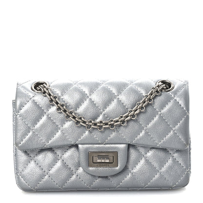 Chanel Metallic Grained Calfskin Quilted 2.55 Reissue Mini Flap Silver 1 of 13