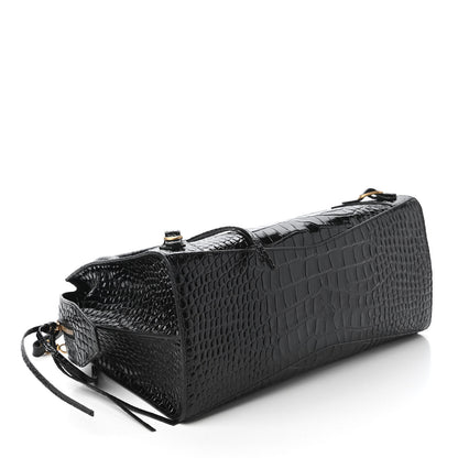 Balenciaga Shiny Supple Calfskin Crocodile Embossed Brass Hardware Neo Classic City Black 4 of 9