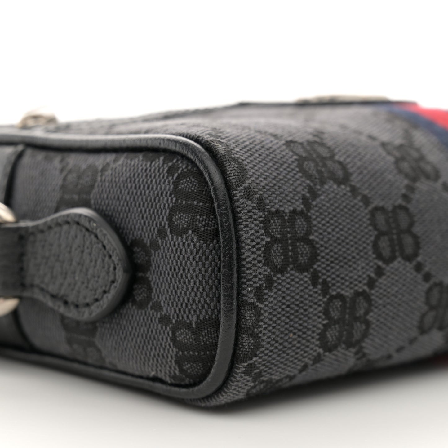 X BALENCIAGA BB Monogram Web Mini Ophidia Shoulder Bag Black