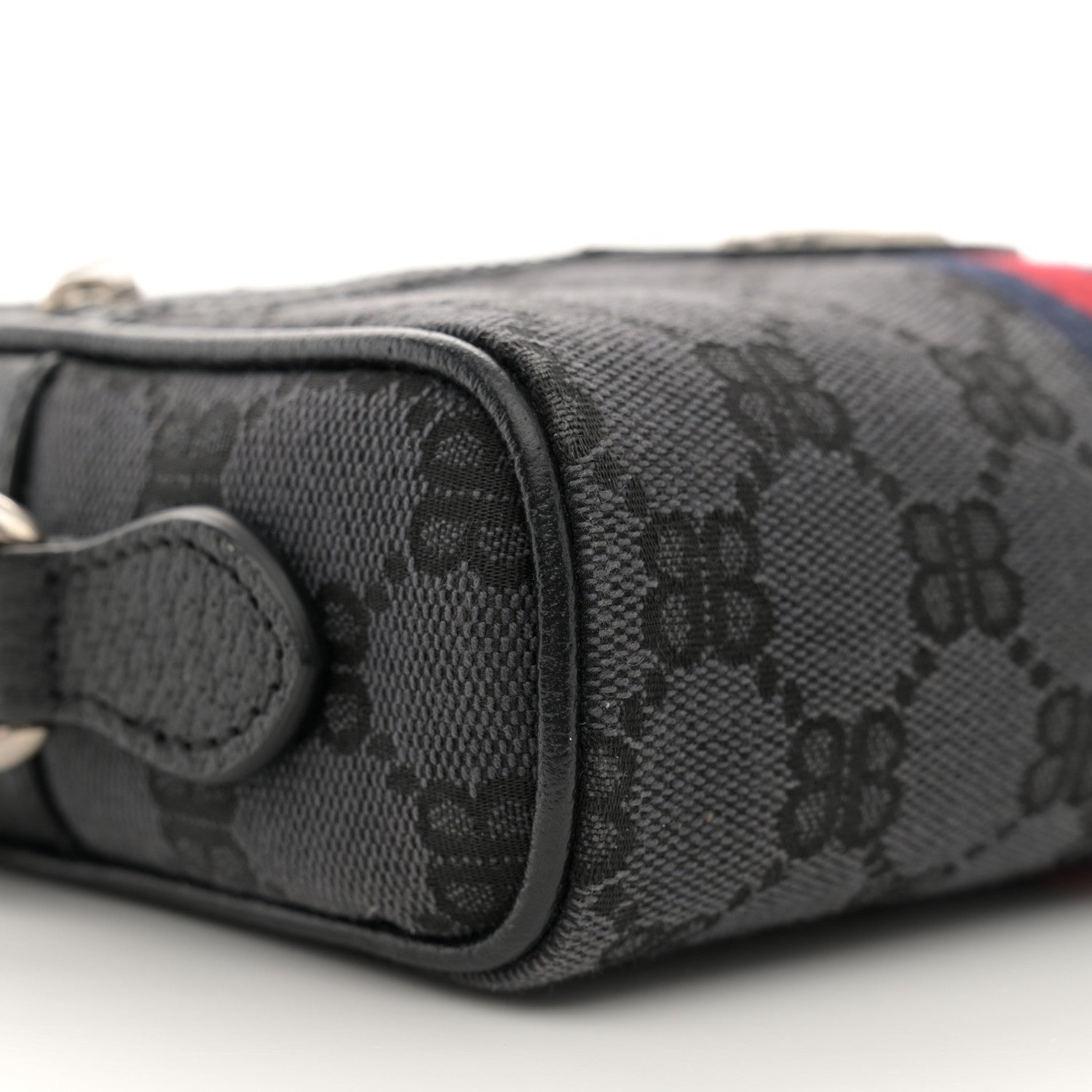Gucci X BALENCIAGA BB Monogram Web Mini Ophidia Shoulder Bag Black 9 of 10