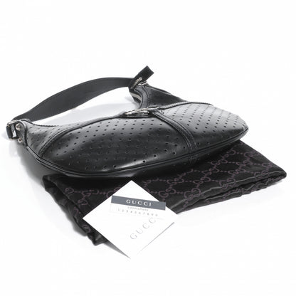 Gucci Leather Perforated Reins Hobo Black 4 of 7