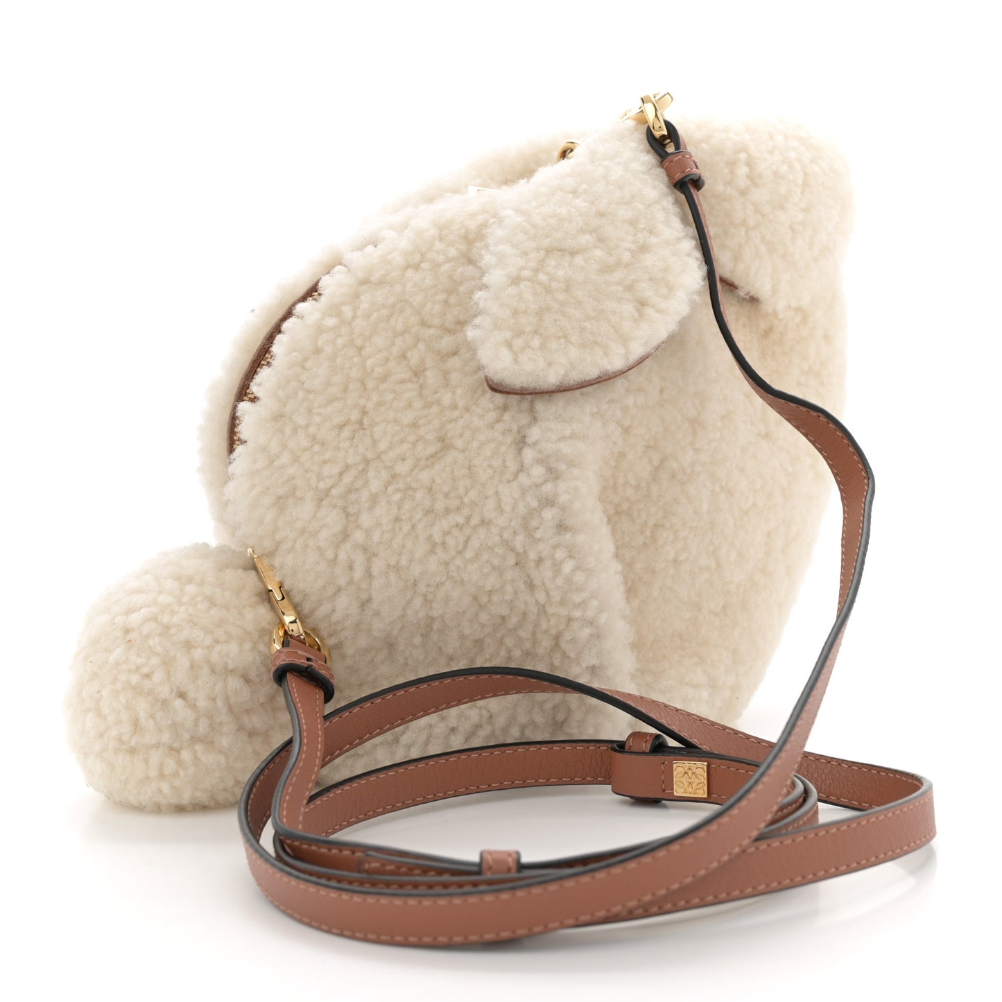 Shearling Mini Bunny Crossbody Bag Natural
