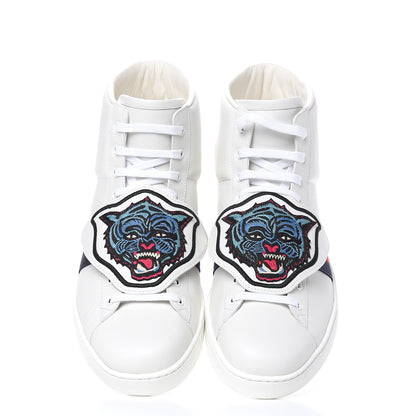 Gucci Calfskin Ayers Embroidered Web Mens Ace Removable Patches High Top Sneakers 13 White 6 of 12