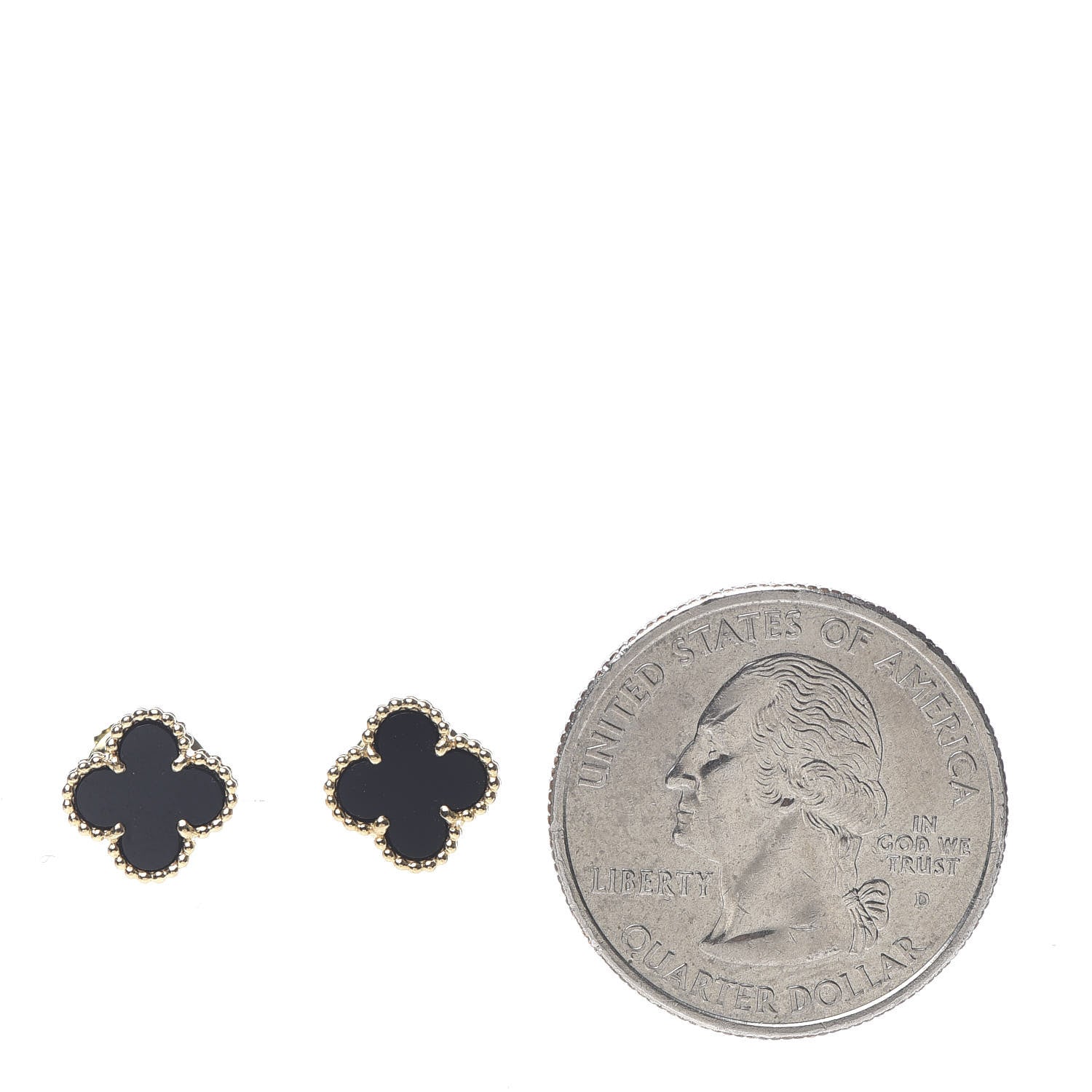 Van Cleef & Arpels 18K Yellow Gold Black Onyx Sweet Alhambra Earrings 2 of 7