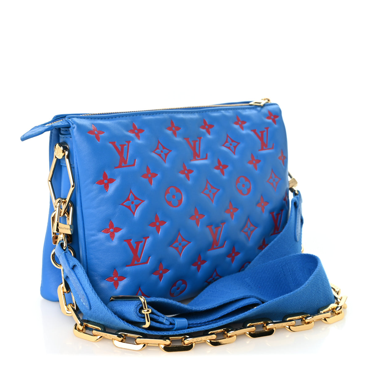 Lambskin Embossed Monogram Vuittamins Coussin PM Blue Red