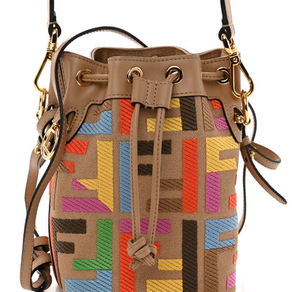Fendi Canvas Vitello King F is Fendi FF Multicolor Embroidered Mini Mon Tresor Bucket Bag Multicolor Cuoio 8 of 10