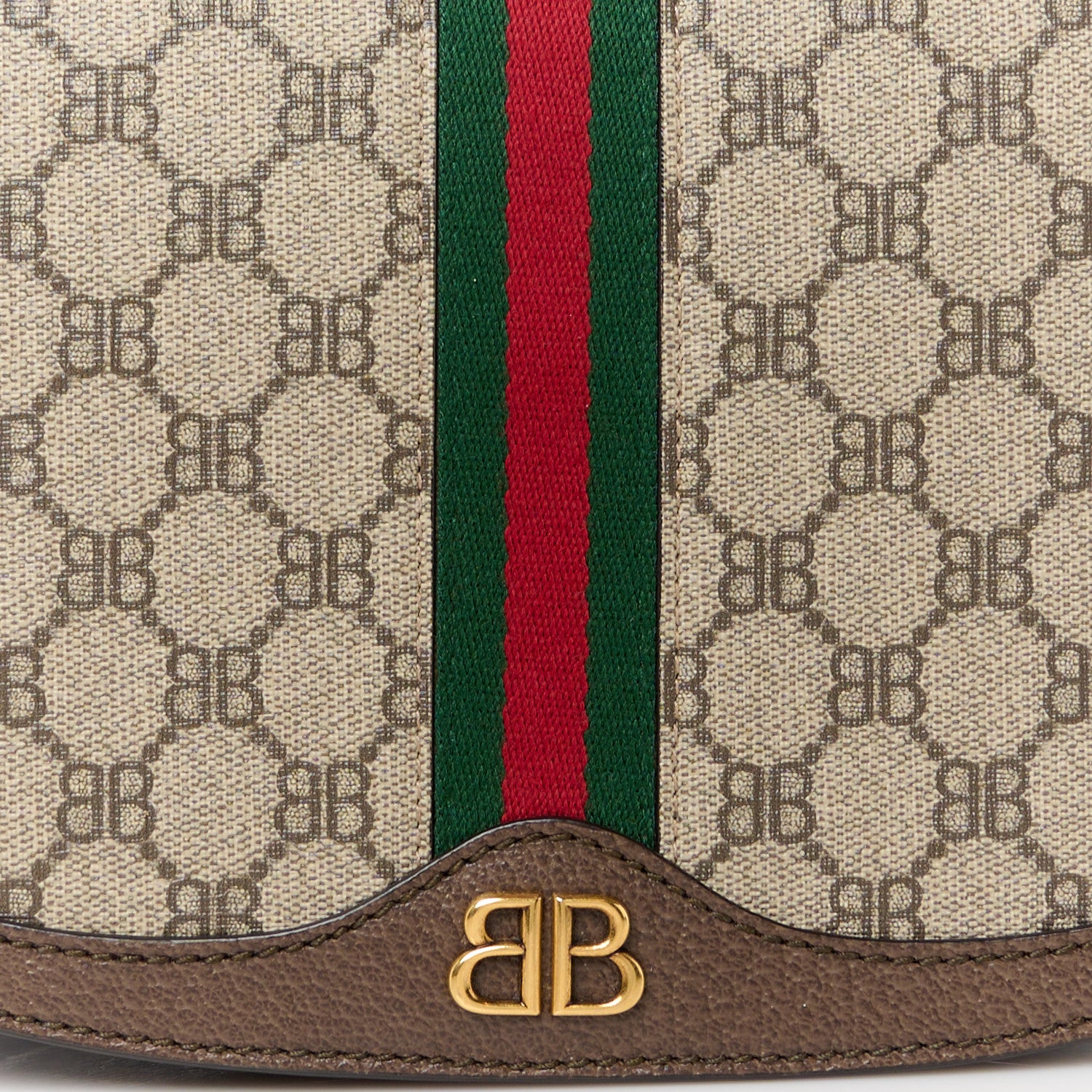 Gucci X BALENCIAGA BB Supreme Monogram Web Small Ophidia Shoulder Bag Beige New Acero 8 of 11