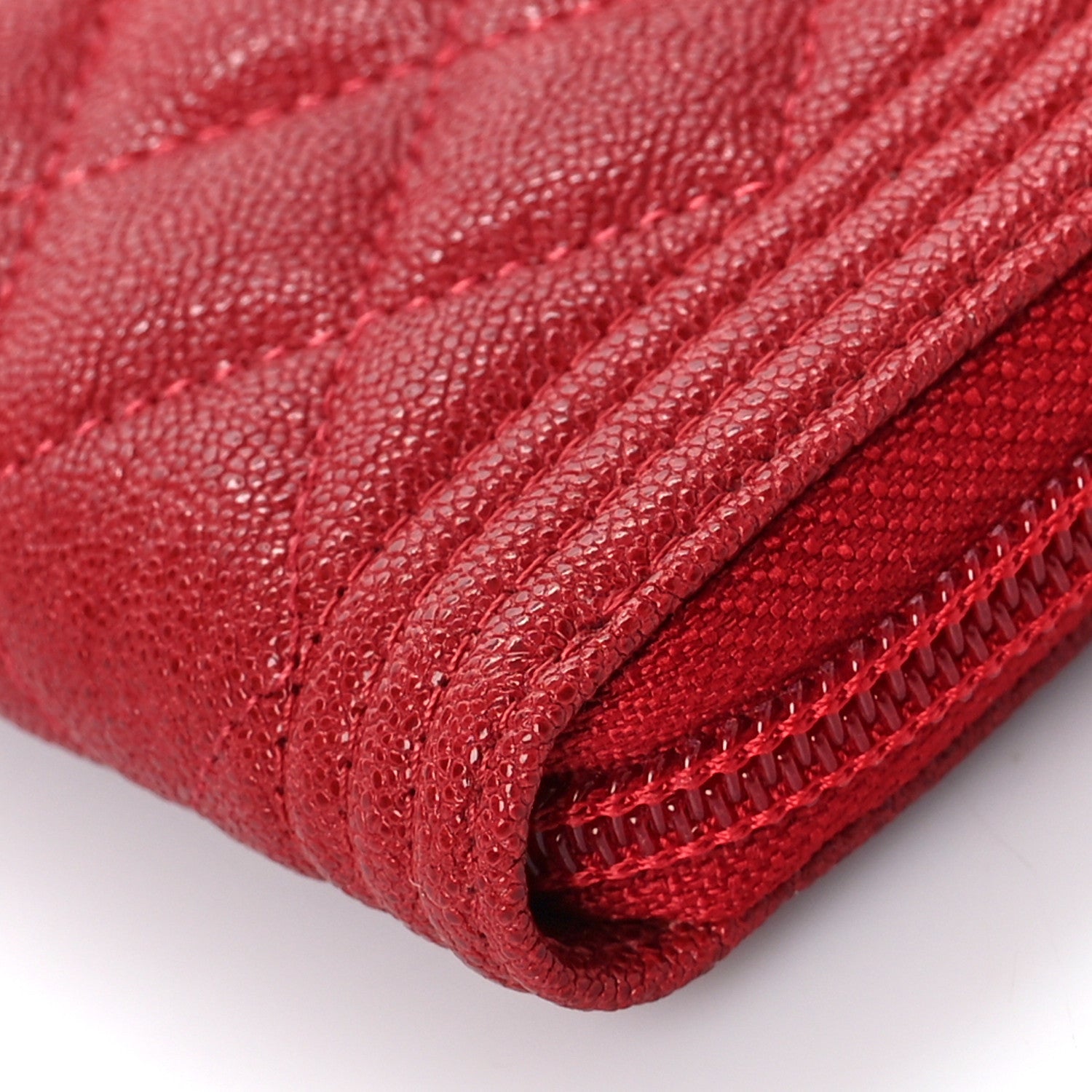 Chanel Caviar Quilted Boy Zip Around Coin Purse Wallet Red 9 of 9