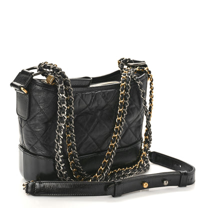 Chanel Aged Calfskin Quilted Small Gabrielle Hobo Black 2 of 9
