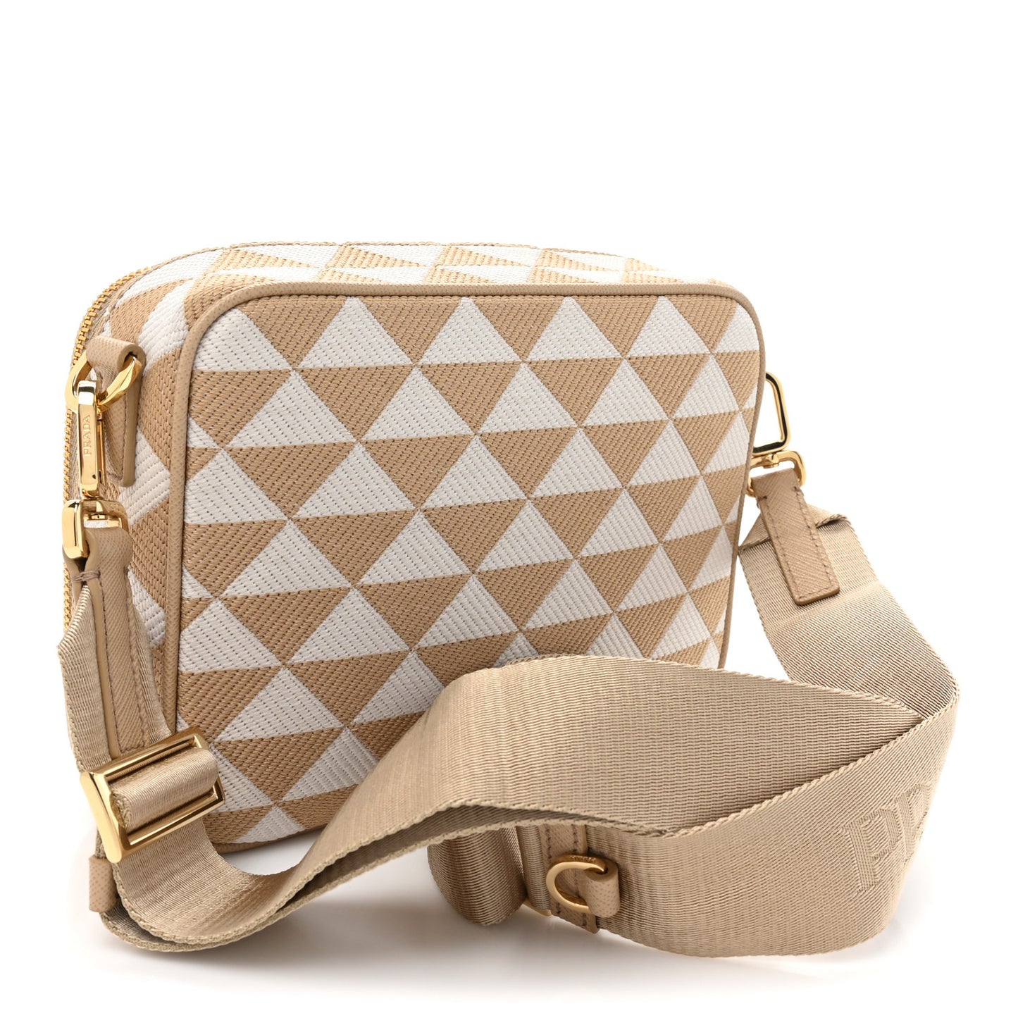 Jacquard Saffiano Triangolo Symbole Embroidered Medium Shoulder Bag Corda Talco