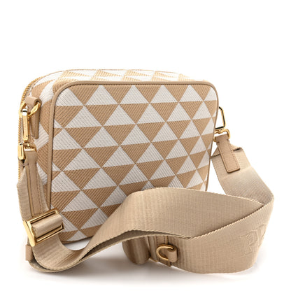 Prada Jacquard Saffiano Triangolo Symbole Embroidered Medium Shoulder Bag Corda Talco 3 of 8