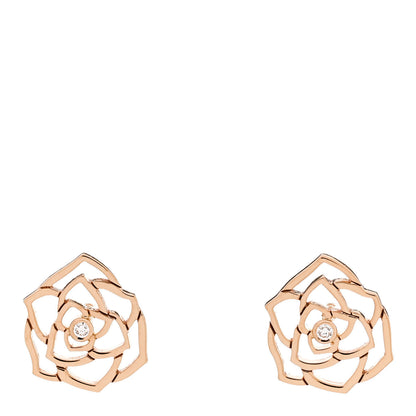 Piaget 18K Rose Gold Diamond Open Rose Earrings 1 of 5