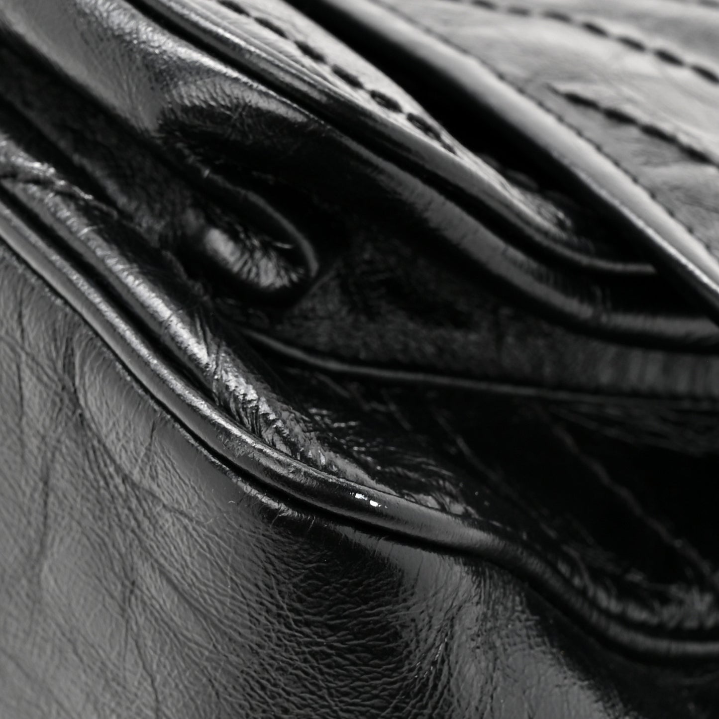 Crinkled Calfskin Matelasse Monogram Medium Niki Chain Satchel Black