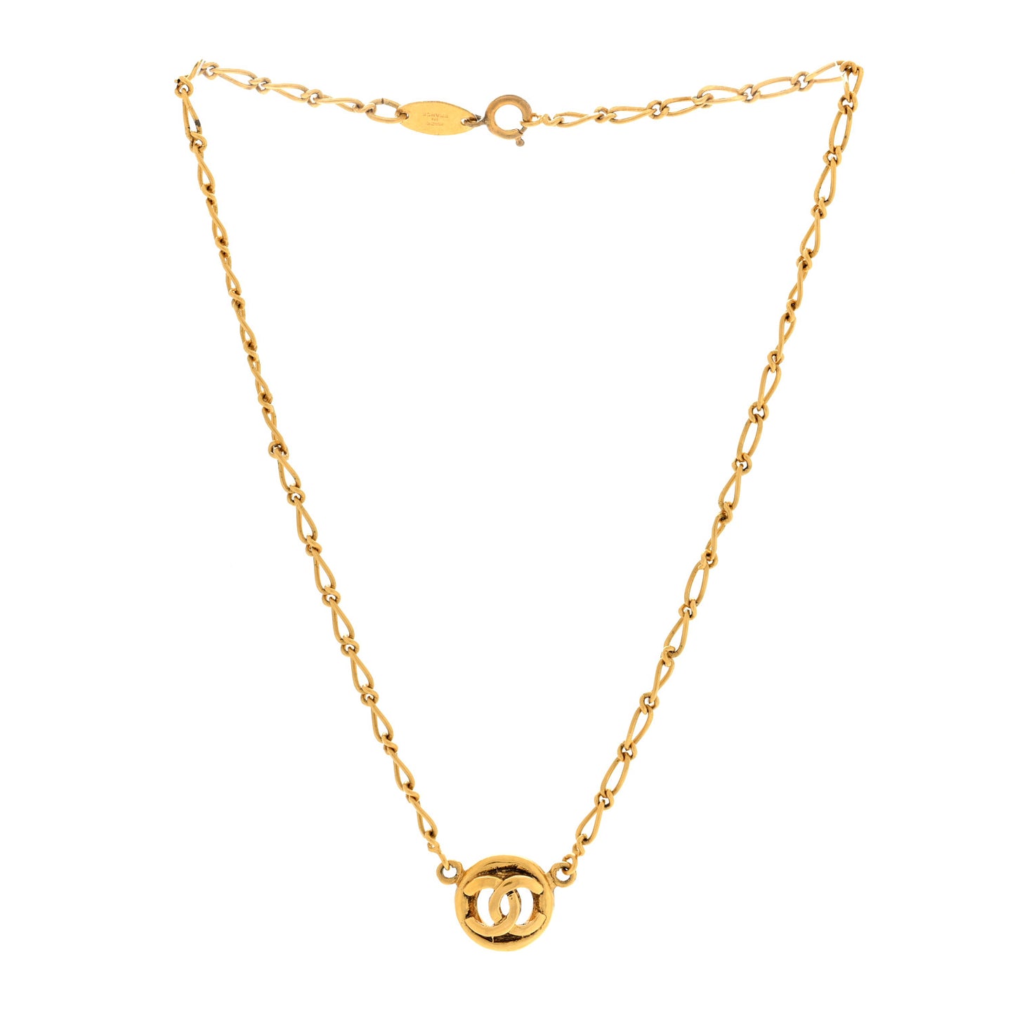CC Medallion Choker Chain Necklace Gold