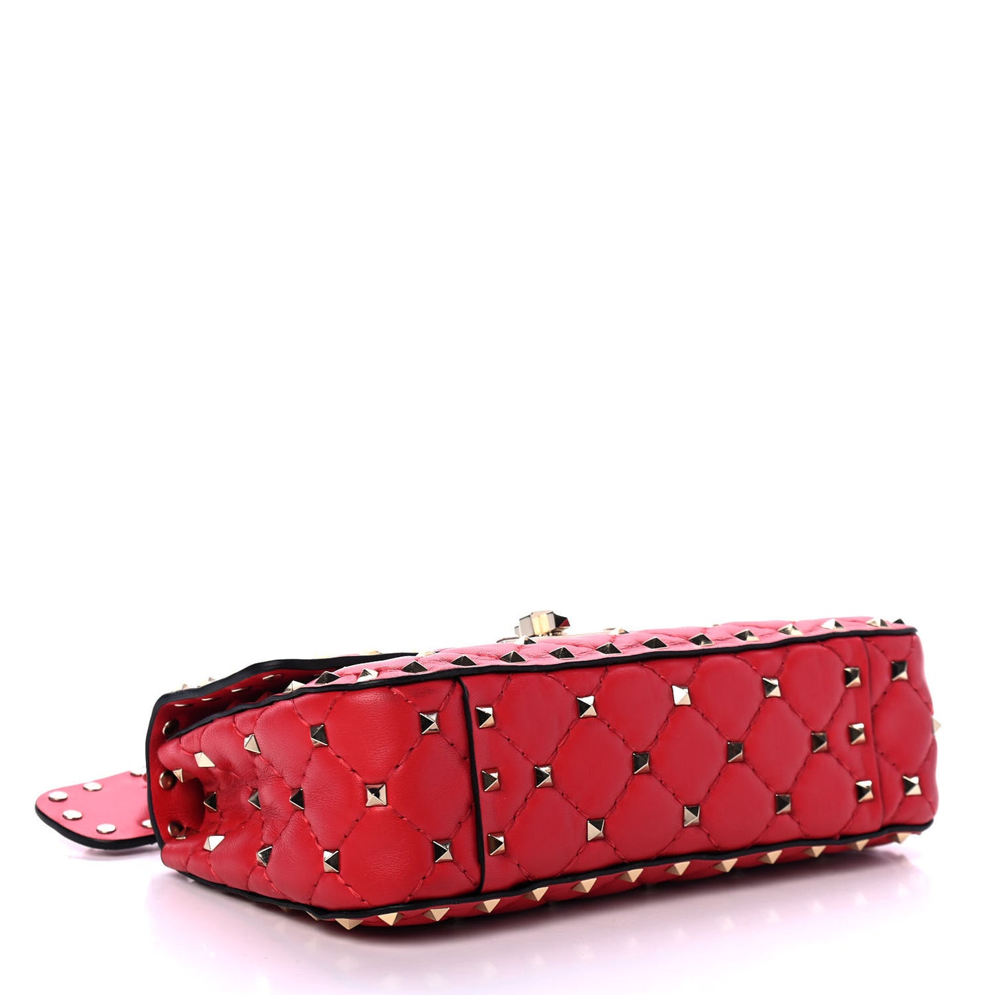 Lambskin Small Rockstud Spike Shoulder Bag Red