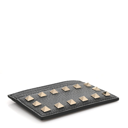 Valentino Garavani Pebbled Calfskin Rockstud Card Holder Black 4 of 6