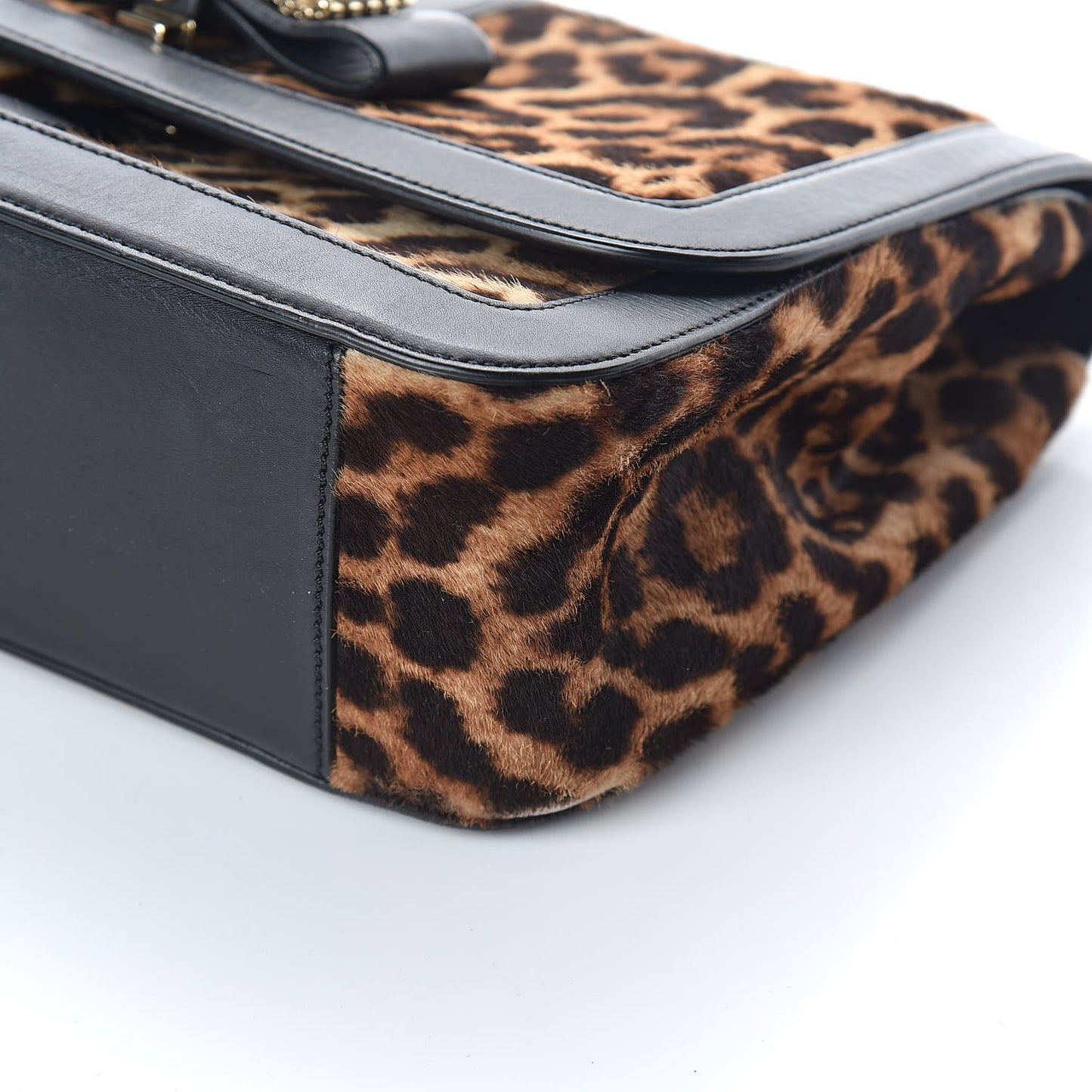 Pony Hair Leopard Print Sweet Charity Shoulder Bag Black