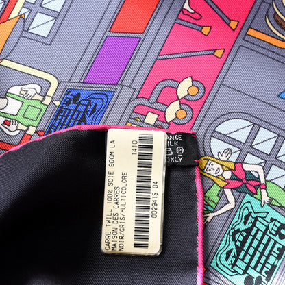 Hermes Silk La Maizeon des Carres Scarf 90 Black Gris Multicolor 3 of 5