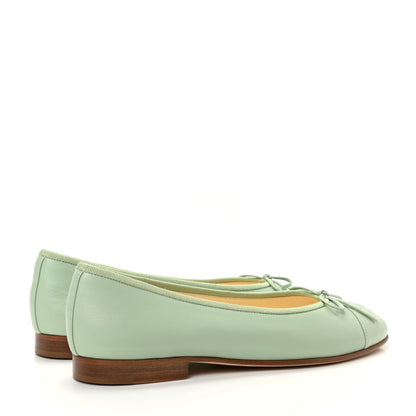 Chanel Calfskin Cap Toe CC Ballerina Flats 38 Light Green 3 of 9