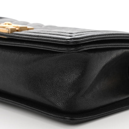 Chanel Caviar Chevron Quilted Medium Boy Flap Black 10 of 10