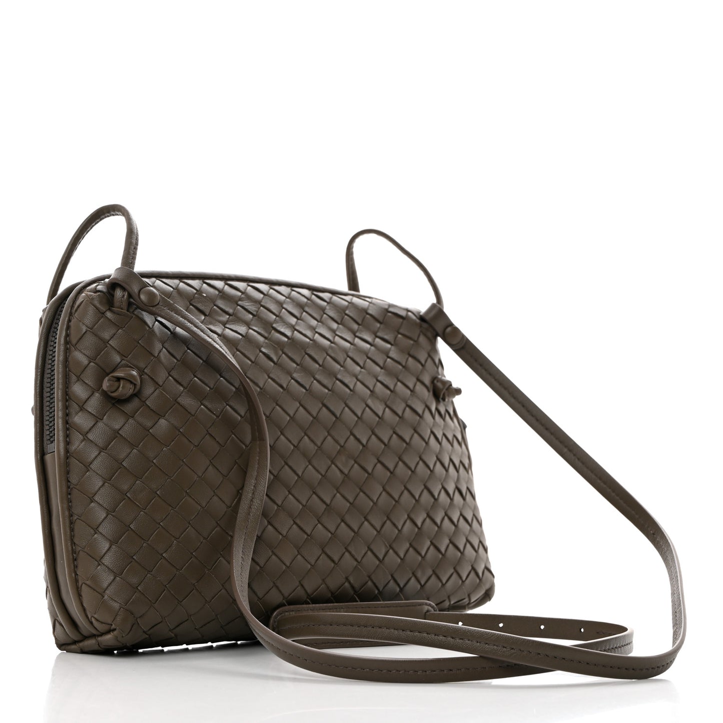 Nappa Intrecciato Nodini Crossbody Messenger Taupe Grey