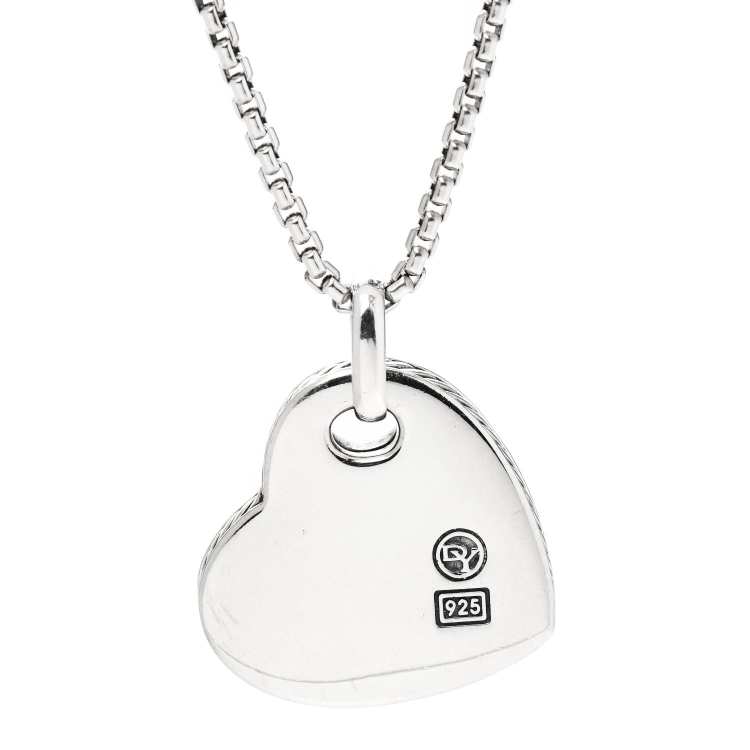 David Yurman Sterling Silver 14K Yellow Gold Diamond Mother of Pearl Heart Pendant Necklace 4 of 5