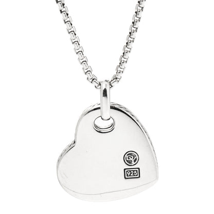 David Yurman Sterling Silver 14K Yellow Gold Diamond Mother of Pearl Heart Pendant Necklace 4 of 5