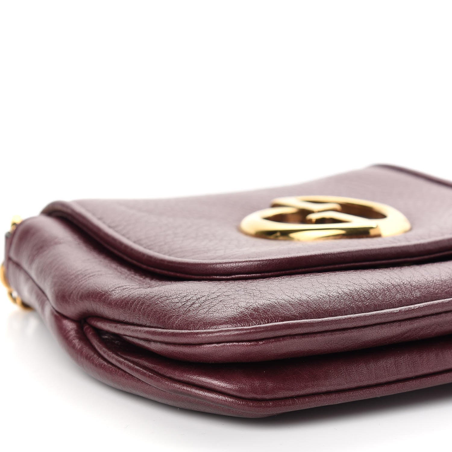 Gucci Metallic Pebbled Calfskin Small 1973 Chain Shoulder Bag Classic Burgundy 8 of 10
