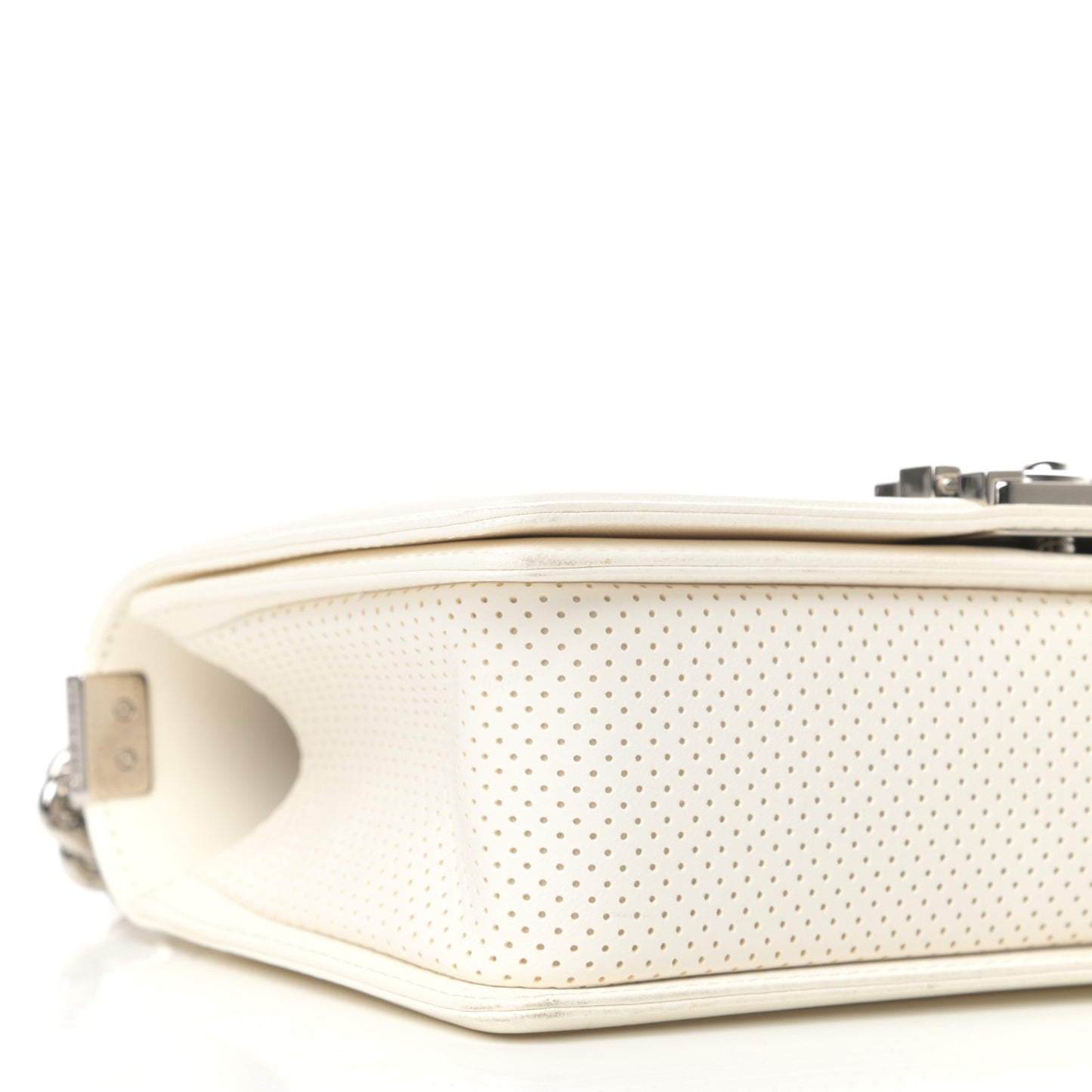 Lambskin Perforated Medium Boy Flap White