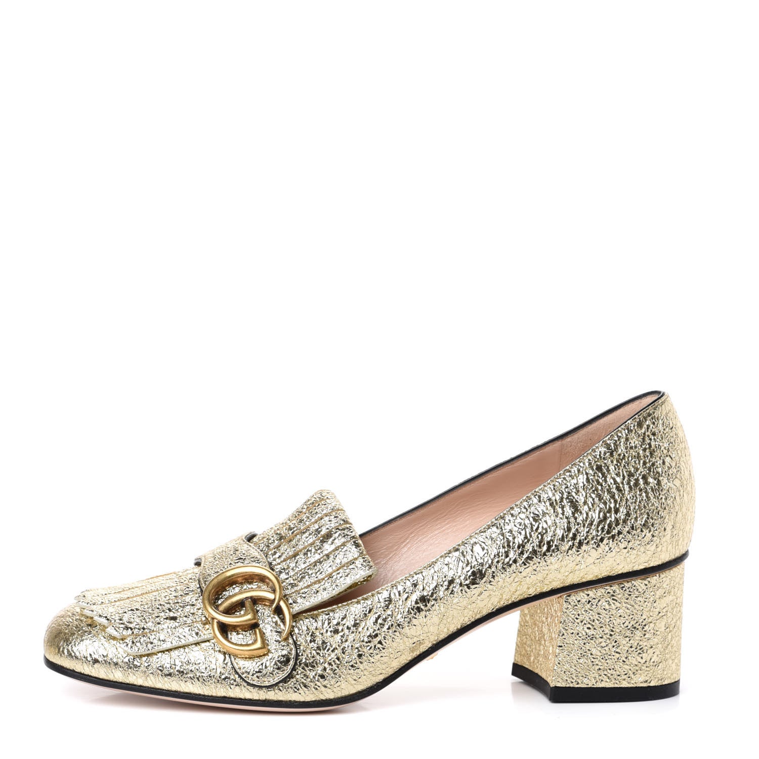 Gucci Galassia GG Marmont Fringe 50mm Loafer Pumps 39 Platino 1 of 10