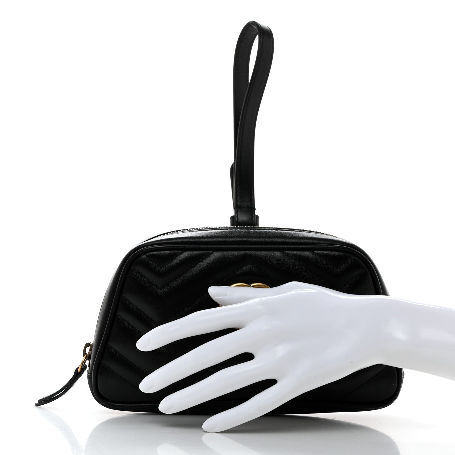 Gucci Calfskin Matelasse GG Marmont Wristlet Black 2 of 8