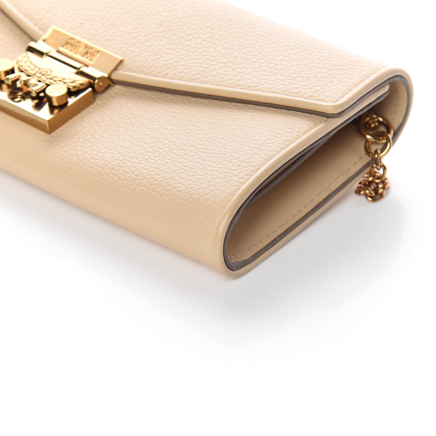 Calfskin Large Patricia Wallet On Chain Beige