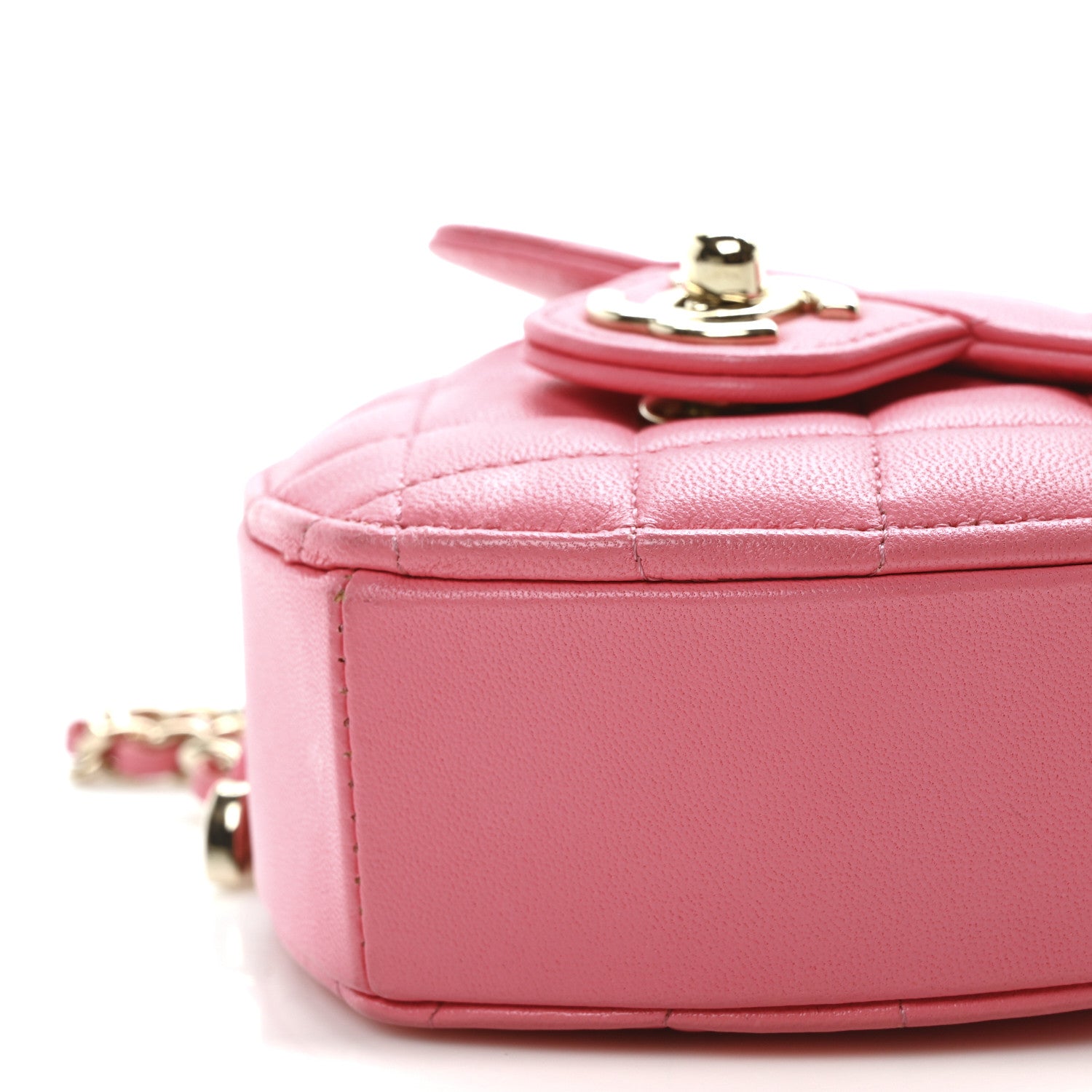 Chanel Lambskin Quilted CC In Love Heart Clutch With Chain Pink 10 of 10