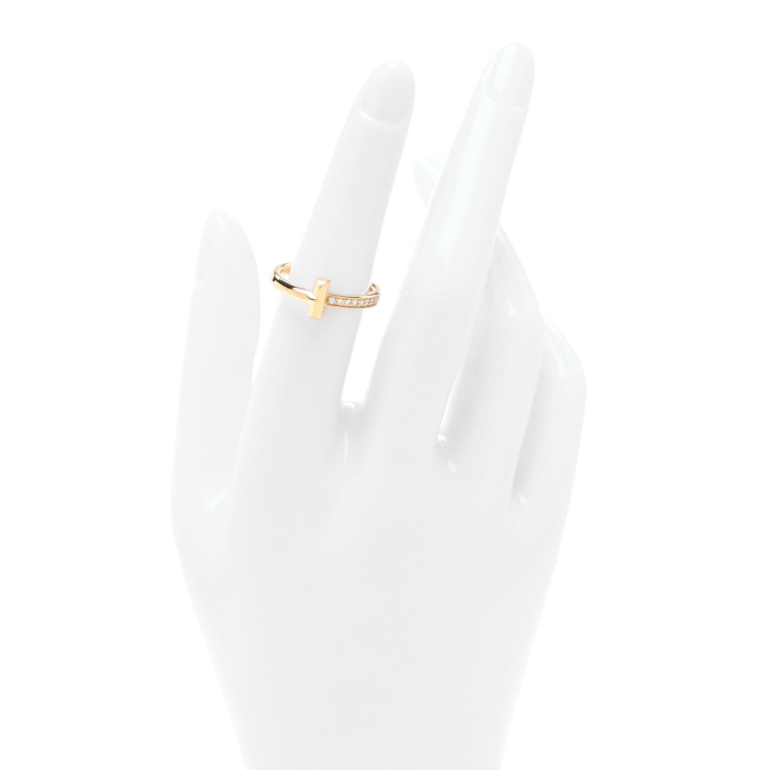 Tiffany 18K Yellow Gold Diamond 2.5mm T T1 Ring 54 7 2 of 4