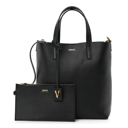Versace Calfskin Virtus Tote Bag Black 1 of 9